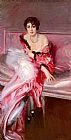 Red Canvas Paintings - Portrait Of Madame Juillard In Red